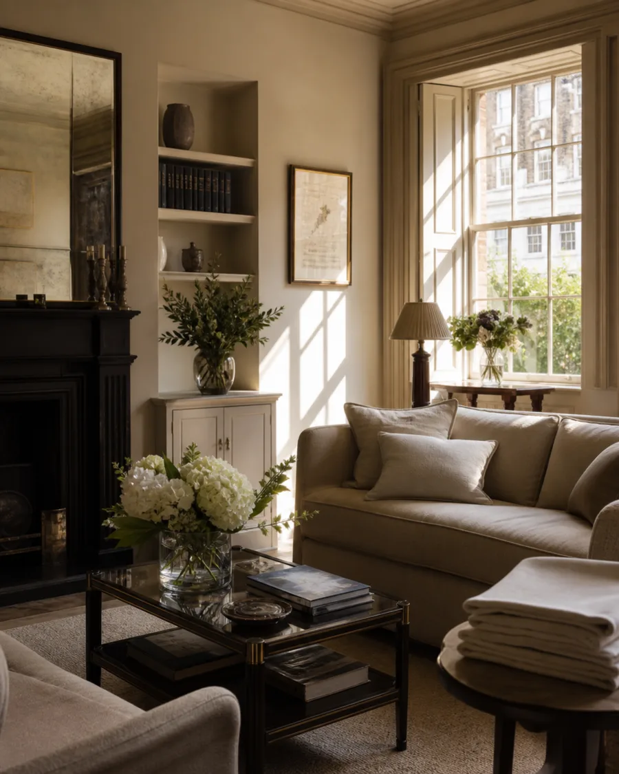 A carefully prepared sitting room in a private home